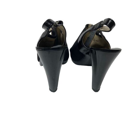 Michael Kors Open Toe Front Zipper Slingback Heels Sandals Size 8 Black - Picture 7 of 10